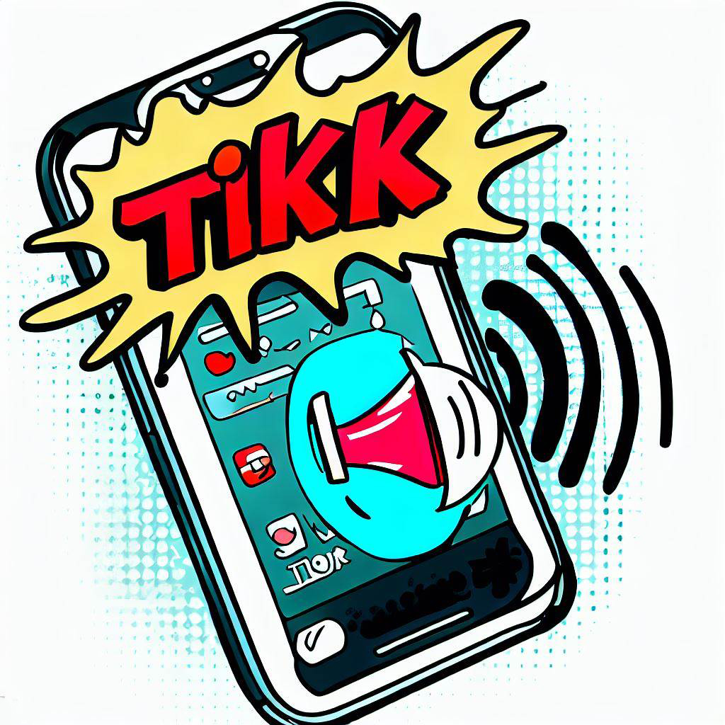 Cartoon Smartphone with TikTok App and Voiceover Symbol